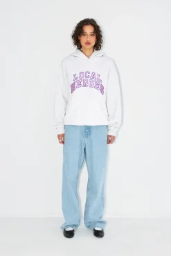 BLUZA AURA SZARA Z RÓZOWO-LAWENDOWYM NAPISEM