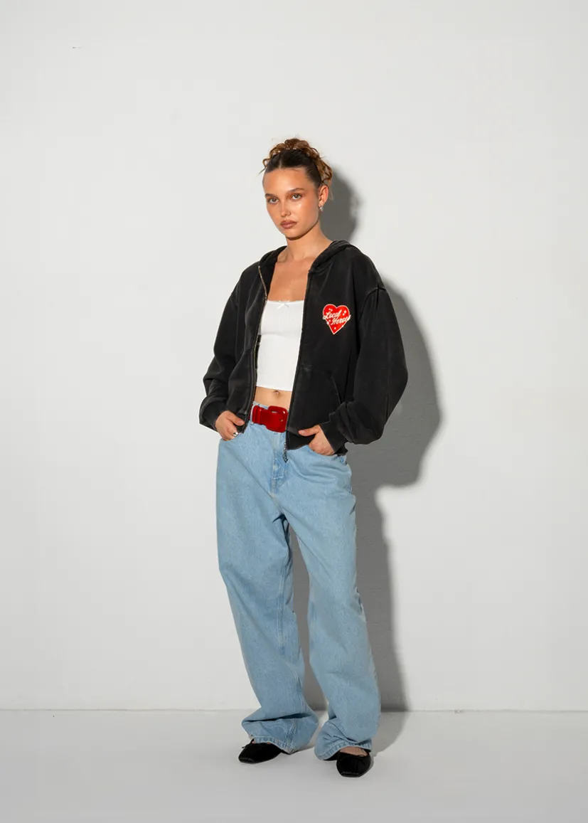 BLUZA LOVE MOTEL ROZPINANA CZARNA