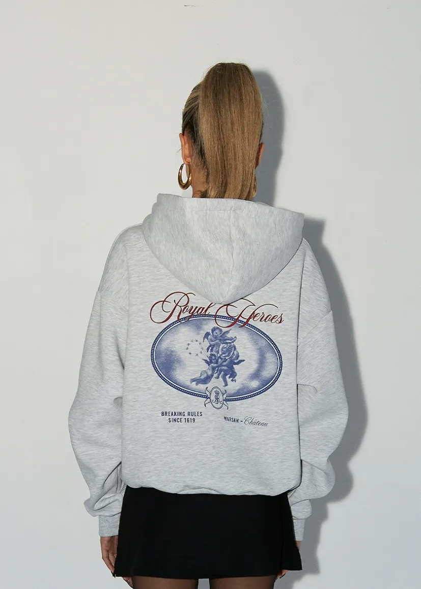 BLUZA Z KAPTUREM ROYAL HEROES SZARY MELANŻ