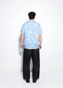 NIEBIESKA WISKOZOWA KOSZULA ALOHA