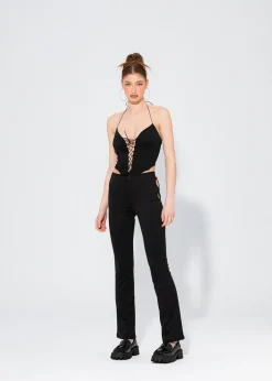 SPODNIE DZWONY ROSE BLACK