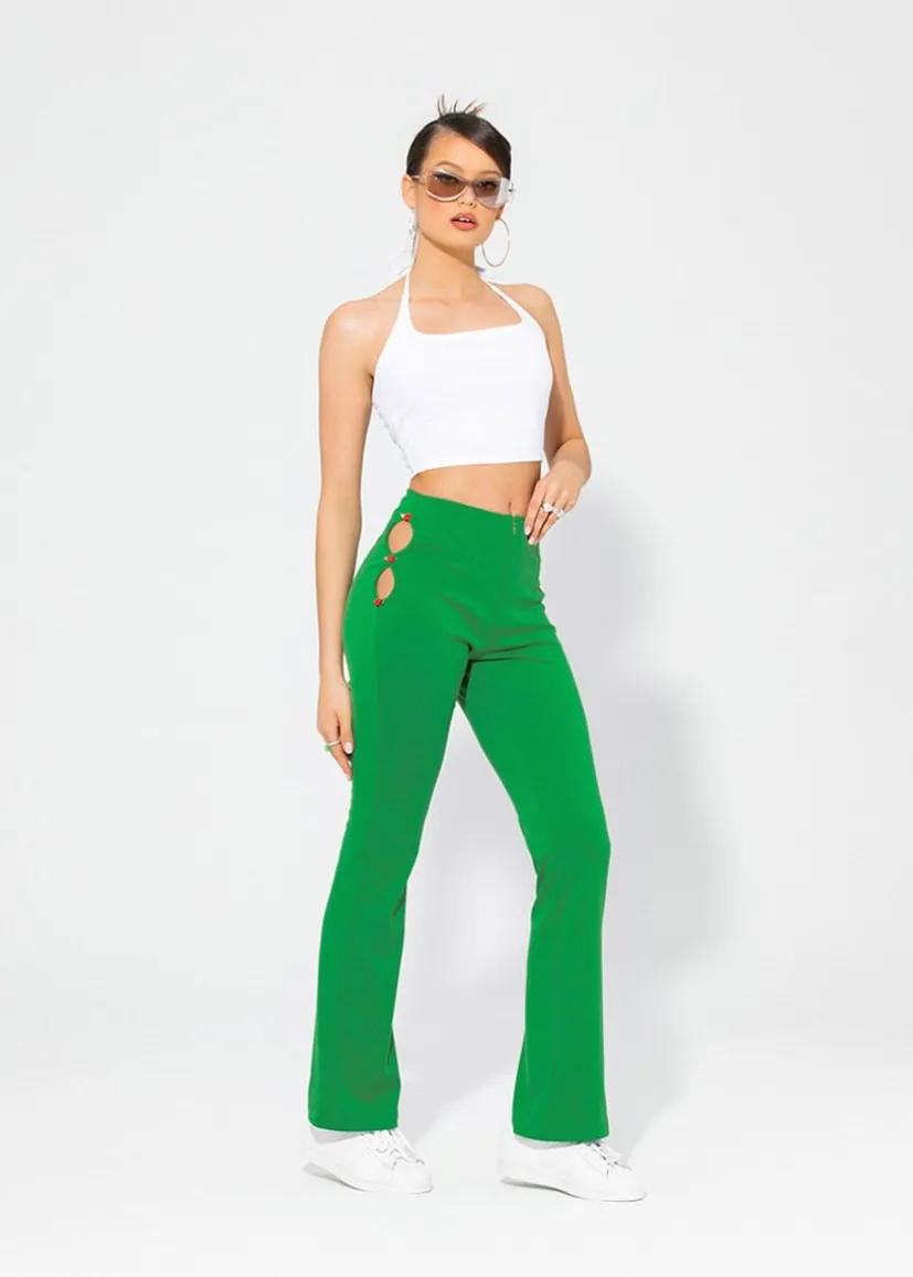 SPODNIE DZWONY ROSE GREEN