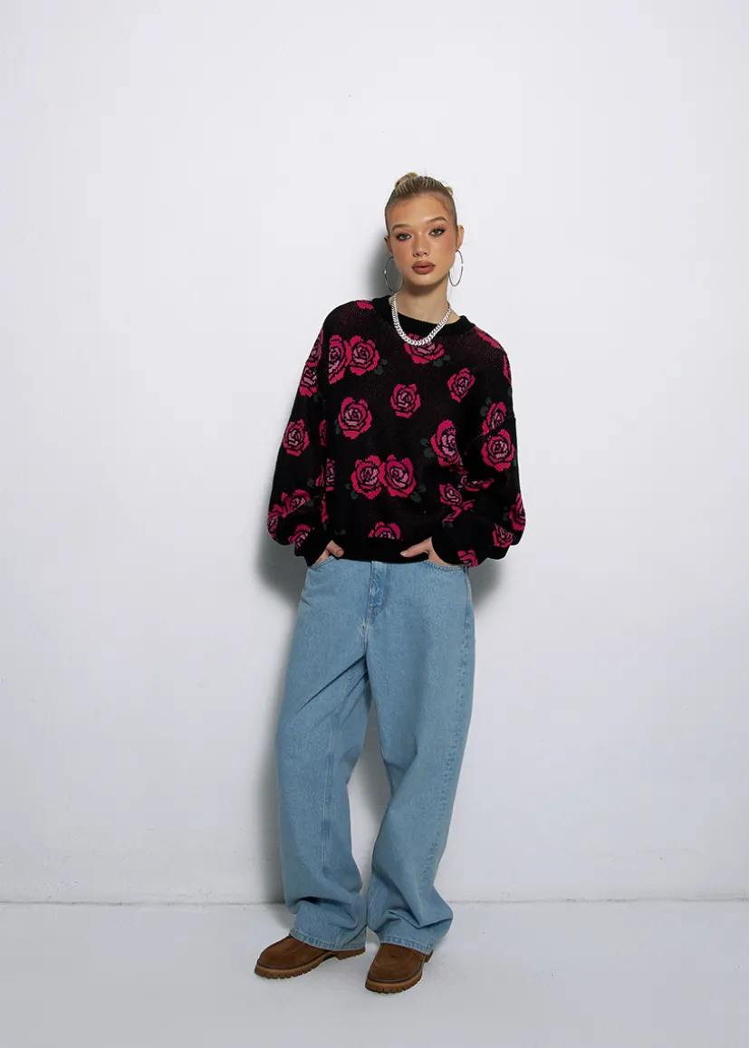 SWETER ROSE CZARNY