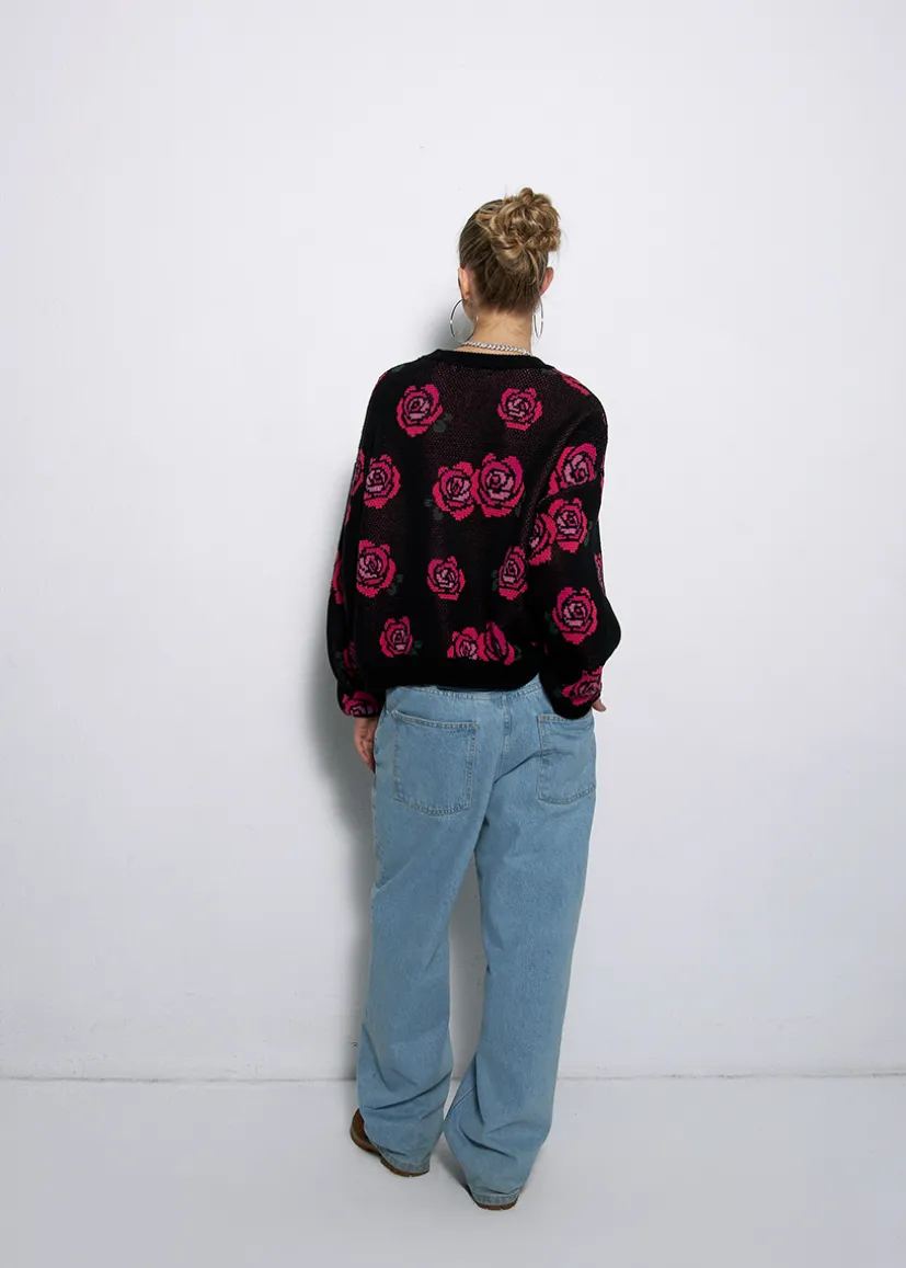 SWETER ROSE CZARNY