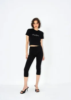 TOP SLIM FIT LH BLUSH RHINESTONES CZARNY