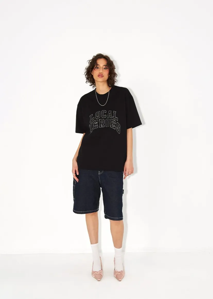 T-SHIRT AURA RHINESTONES CZARNY
